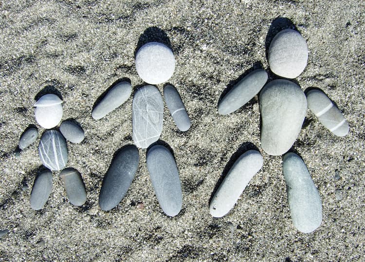 Some stones arranged to look like a family