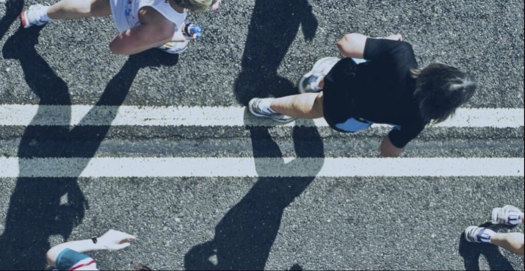A shot of people walking