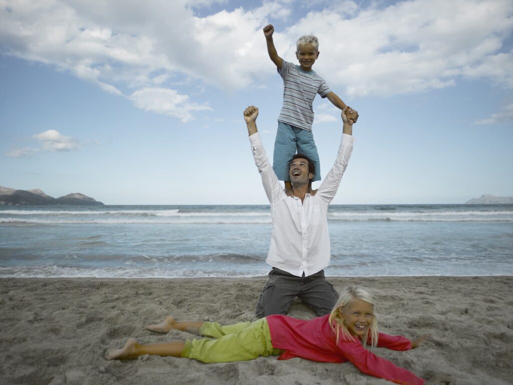 A family having fun on a beach