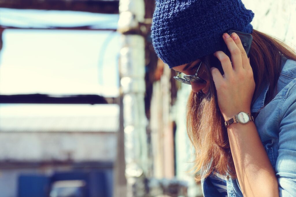 A woman on her mobile phone